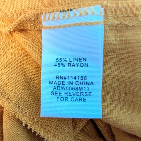 Adyson Parker Womens Size L Yellow Gold Linen Rayon Tiered Ruffled S/S Dress - Picture 10 of 11